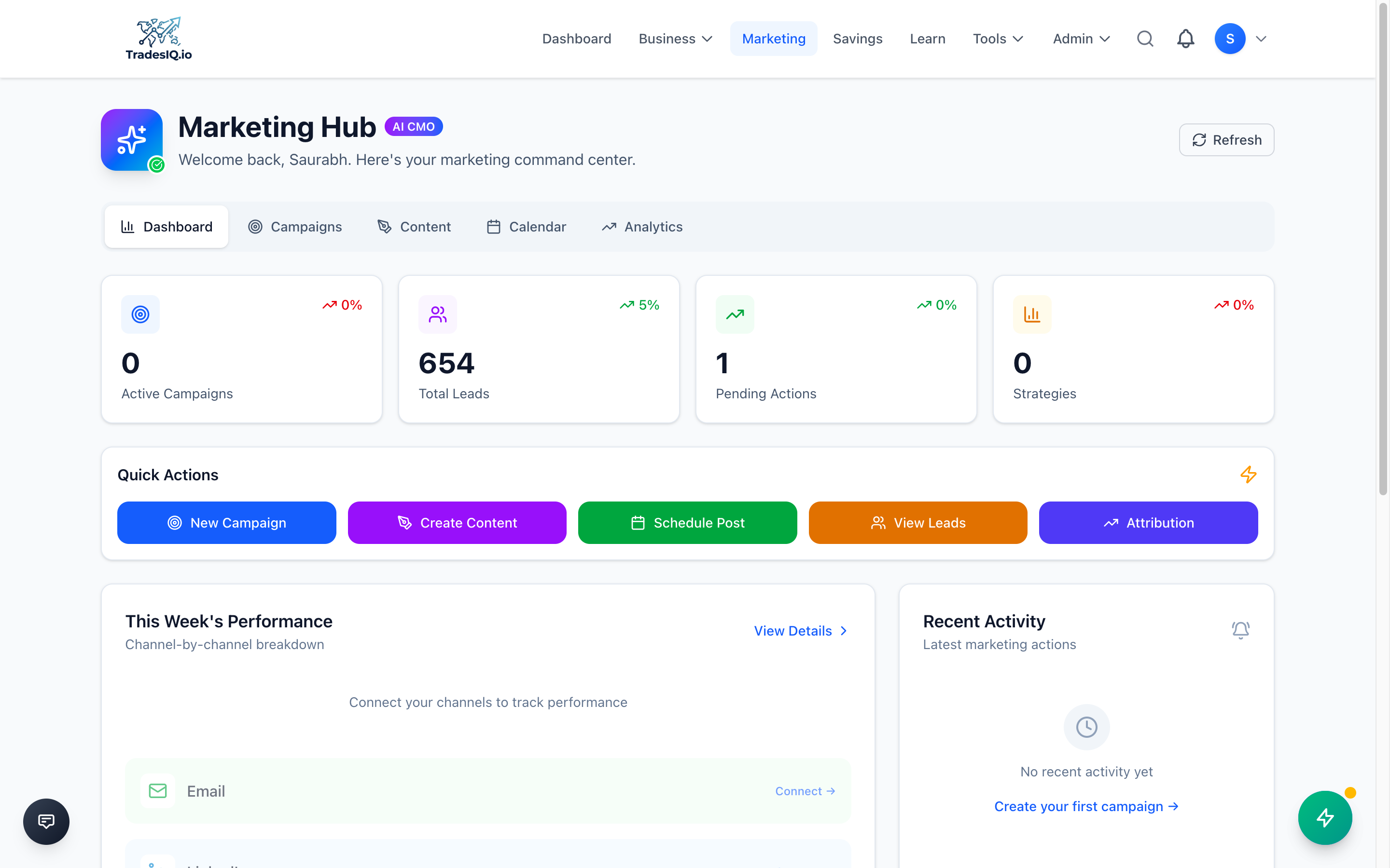 TradesIQ Marketing Hub - AI CMO for export marketing